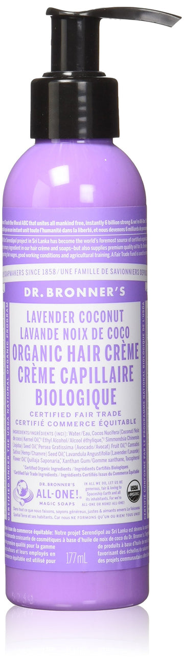 Dr. Bronner's Magic "All-One!" Organic Fair Trade Hair Creme, Lavender Coconut, 6-Ounce Pump Bottles (Pack of 3)