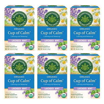 Traditional Medicinals Organic Cup of Calm Relaxation Tea, 16 Tea Bags (Pack of 6)
