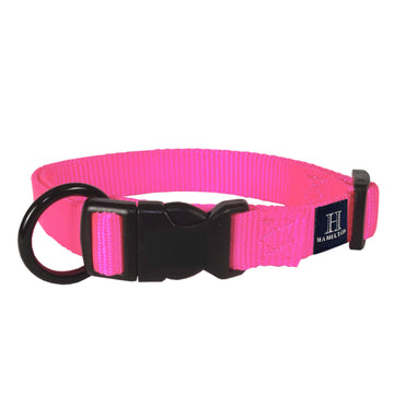 Hamilton Adjustable Nylon Dog Collar for Small Medium Large Dogs, Hot Pink, 5/8" Wide x 12-18" Neck