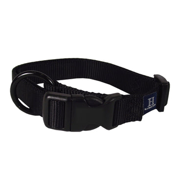 Hamilton Adjustable Nylon Dog Collar for Small Medium Large Dogs, Black, 5/8" Wide x 12-18" Neck