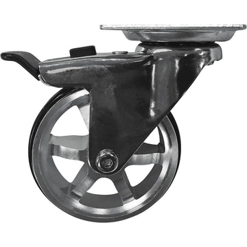 Shepherd Hardware 3in Swivel Machined Alum Caster w/TPU Nonmarking Tread 4pk 100lb Cap Chrome Finish w/Lock