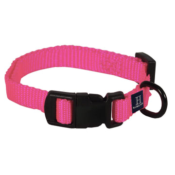 Hamilton Adjustable Nylon Dog Collar for Small Medium Large Dogs, Hot Pink, 3/8" Wide x 7-12" Neck