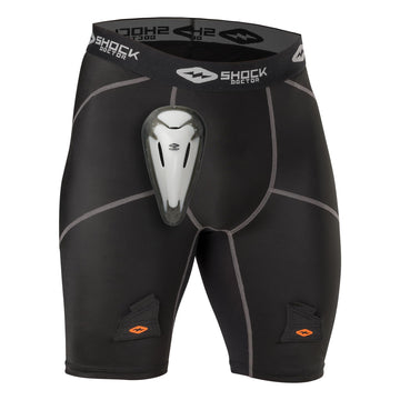 Shock Doctor Youth Hockey Compression Short with BioFlex Cup Included for Youth Boy's Black