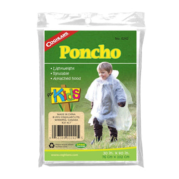 Coghlan's Kids Rain Poncho – Lightweight, Reusable, Waterproof with Hood, Compact for Camping, Hiking, Travel, and Outdoor Adventures, Universal Size for Children 6 and Up, 30 x 40 Inches