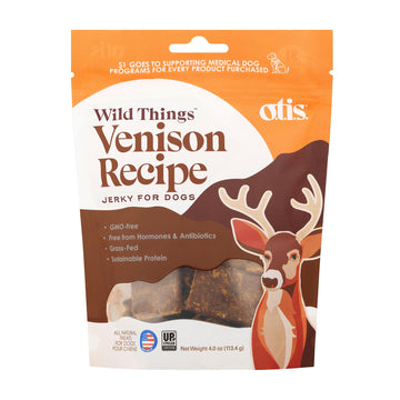 O.T.I.S. Wild Things Venison Recipe Jerky for Dogs – 4 oz – Soft Dog Treats with Venison as 1st Ingredient – GMO-Free – No Hormones or Artificial Additives