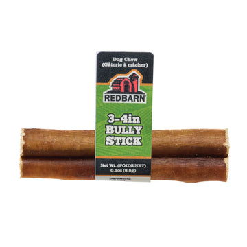 Redbarn Straight 3-4" Bully Sticks - Long Lasting Dog Chew, All Natural & Odorless Bully Bones (1-Count)