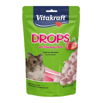 Vitakraft Hamster Strawberry Drops Treats 5.3 oz - Wholesome Small Animal Snacks with Yogurt and Fruit Flavor - Tasty Reward for Hamsters Gerbils and Other Little Pets
