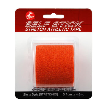 Cramer Eco-Flex Self-Stick Stretch Tape, Orange, 2" x 5 yd, Cohesive Athletic Bandage Wrap, Athletic Trainer Flexible Sports Tape, Easy Tear Vet Wrap for Pets, Self Adhesive Bandage Roll, 5 Yards