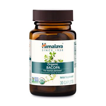 Himalaya Organic Bacopa - Bacopa Monnieri, Brahmi, Herbal Brain Supplements for Memory and Focus Support - USDA Organic, Vegan, Non-GMO, Gluten Free, 750 mg, 30 Caplets