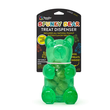 Spunky pup Spunky Bear Interactive Dog Toys with Treats Included - Treat-Holding Puzzle for Boredom & Stimulation - Peanut Butter Flavor - Dishwasher Safe - Assorted Neon Colors- Large
