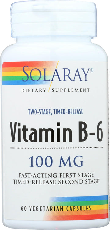 Solaray, Vitamin B6 100Mg Timed Release, 60 Count
