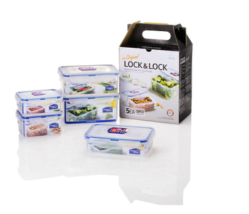 LocknLock Easy Essentials Food Storage lids/Airtight containers, BPA Free, 10 Piece, Clear