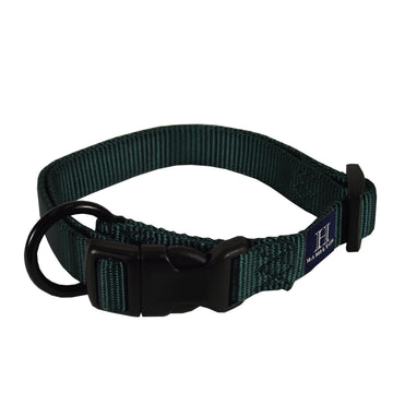 Hamilton Adjustable Nylon Dog Collar for Small Medium Large Dogs, Dark Green, 5/8" Wide x 12-18" Neck