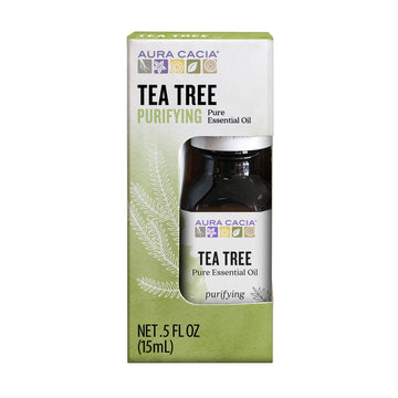 Aura Cacia 100% Pure Tea Tree Essential Oil, 100% Pure Therapeutic Grade, 15 ml in Box, Melaleuca alternifolia