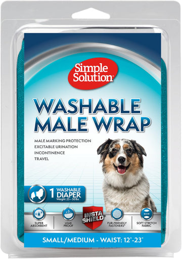 Simple Solution Washable Male Wrap Dog Diaper, Medium, 1 Pack