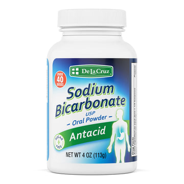 De La Cruz Pure Sodium Bicarbonate Powder – Baking Soda & Baking Powder Aluminium Free Antacid for Heartburn & Indigestion – Packed in USA – 4 OZ.