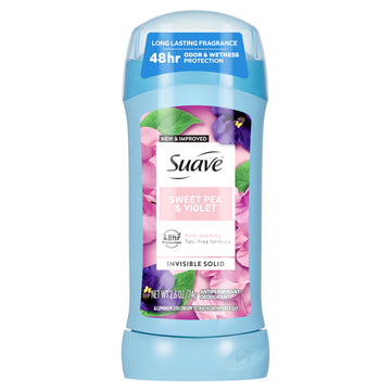 Suave Deodorant For Women, Sweet Pea and Violet, Antiperspirant & Deodorant Stick 48-hour Odor and Wetness Protection for Women 2.6 oz