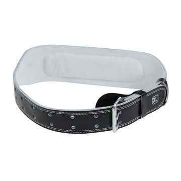 Swing Sports Leather Weightlifting Belt - 48in Black Extra Large Cushioned Gym Belt Supports Lower Back with Proper Form