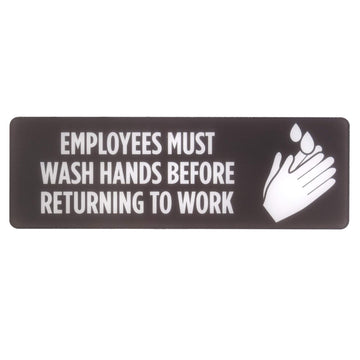 Employees Must Wash Hands Before Returning to Work Sign - Handwashing Decal with Adhesive Strip for Bathroom - Easy Mount Safety for Hospital, Breakroom, Office, Warehouse, Restaurant, or Business
