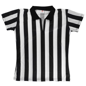 Crown Sporting Goods Women's Official Striped Referee/Umpire Jersey, Black/White, Medium