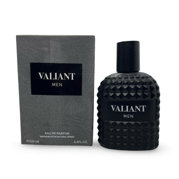 United Scents VALIANT MEN Eau de Parfum, Black Studded Bottle, Citrus Floral Fragrance, 3.4 Fl Oz