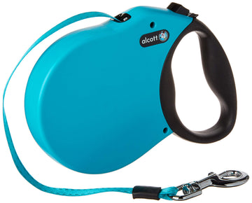 Alcott Expedition Retractable Reflective Belt Leash – 24 Feet – Large for Dogs up to 110 lbs, Blue with Black Soft Grip Handle – Durable & Comfortable Dog Leash