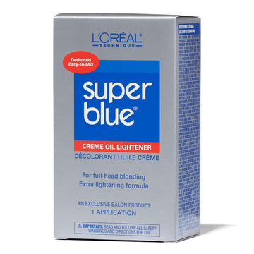 L'Oreal Technique Super Blue Lightener Kit - Hair Bleach, Removes Natural or Artificial Pigments, Easy and Smooth Application