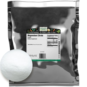 Frontier Co-op Magnesium Citrate Powder, Kosher - Pure Magnesium Citrate, Unflavored | 16 Ounce (Pack of 1)