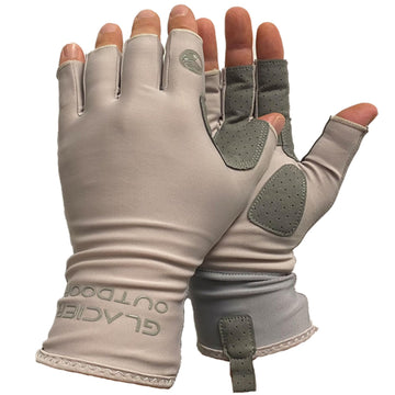 Glacier Glove Islamorada 50+ Sun Protection Durable Lightweight Breathable Quick-Dry Fingerless Outdoor Fishing Sun Glove, Light Gray, Small