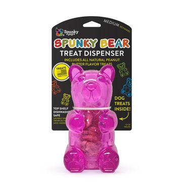 Spunky pup Spunky Bear Interactive Dog Toys with Treats Included - Treat-Holding Puzzle for Boredom & Stimulation - Peanut Butter Flavor - Dishwasher Safe - Assorted Neon Colors- Medium
