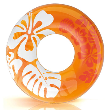 INTEX 59251EP Clear Tropical Inflatable Tube: Floral Graphic Design – 36" Diameter – 132lb Weight Capacity – One Tube – Color May Vary