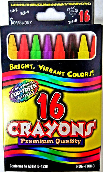 A+ Homework Crayons Assorted Colors, 16 Pack (UC1742)