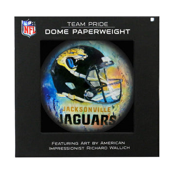 Sporticulture NFL Glass Dome Paperweight Jacksonville Jaguars – Features Richard Wallich Art Style, 4” Diameter for Football Fans - Office, Workspace and Home Decoration