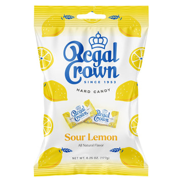 Regal Crown Sour Lemon Hard Candy | Old Fashioned Sour Lemon Candy | Traditional Lemon Candy Brought To You By Iconic Candy | 6.25oz Peg Bag (1)