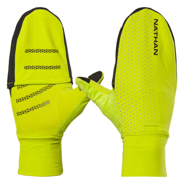 Nathan, HyperNight Reflective Convertible Mitt, Hi Vis Yellow/Geo Print, X-Small