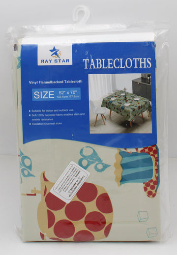 52x70" PRINTED VINYL TABLECLOTH