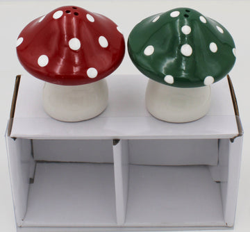 CERAMIC SALT AND PEPPER SHAKER - MUSHROOMS