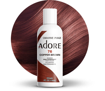 Adore Semi Permanent Hair Color (076 Copper Brown) | Vegan & Cruelty-Free Brown Hair Dye | No Ammonia, No Peroxide, No Alcohol | 4 Fl Oz