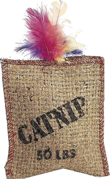 SPOT Jute and Feather Sack with Catnip Cat Toy, Blacks & Grays, 4 inch