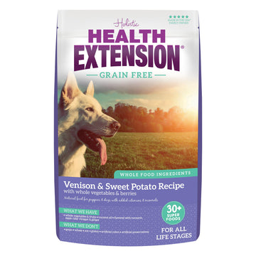 Health Extension Dry Dog Food, Natural Food with Added Vitamins & Minerals, Suitable for All Puppies, Include Venison & Sweet Potato Recipe with Whole Vegetable & Berries (4 Pound)