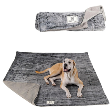 Dog Gone Smart Chilli Kuzzi FIR Blanket - Velvet Velboa and Tipped PV Plush - Ultra-Soft Blanket with Far Infrared Technology - Calms, Relaxes and Heals - Suitable for Every Dog - Grey