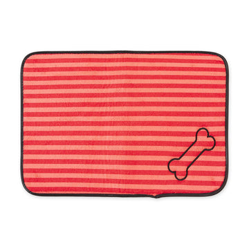 Bone Dry Machine Washable, Ultra Absorbent Pet Mat, 12x18", Red Stripe