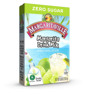 Margaritaville, Singles To Go Water Drink Mix Flavored NonAlcoholic Powder Sticks 6 Count, Margarita, 0.55 Ounce