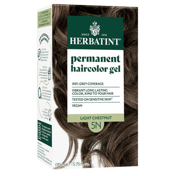 Herbatint 5N Light Chestnut Permanent Hair Dye For Women - For Up To 100% Gray Coverage of Resistant Gray Hair - Ammonia-Free, Alcohol-Free & Vegan - Salon Influenced Hair color 5.75 fl oz