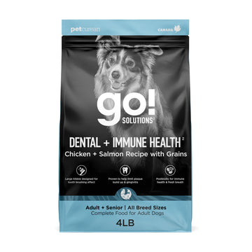 Go! Solutions Dental + Immune Health Chicken + Salmon Recipe with Grains for Dogs, 4lb Bag