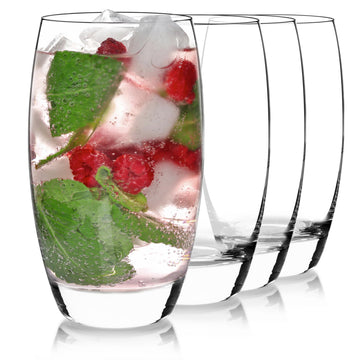Luigi Bormioli Crescendo Highball Glasses, Set of 4-20 Oz Lead-Free Crystal Tall Tumblers with Thick Base - Laser Cut Rims, Classic for Cocktails, Water, Long Drinks - Made in Italy, Dishwasher Safe