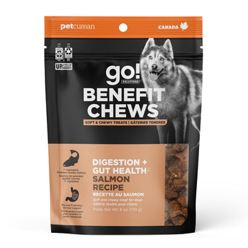 Go! Solutions Digestion + Gut Health Salmon Soft & Chewy Dog Treats, Chicken-Free, Healthy Snacks for Digestive Wellness, Great for Training, for Puppies, Adults & Seniors, 6 oz Bag