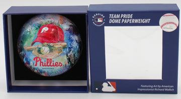 MLB PHILADELPHIA PHILLIES GLASS DOME PAPERWEIGHT 4"