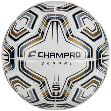 CHAMPRO Venari 20 Panel Soccer Ball -Black/Silver/Vegas Gold
