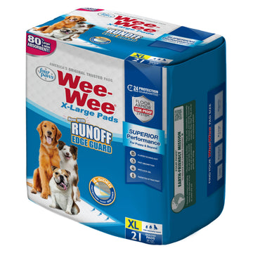 Four Paws Wee-Wee Superior Performance Unscented Extra-Large Pee Pads for Dogs & Puppies, Quilted Leak-Proof Dog Housebreaking Potty Training Floor Protection, 28" x 34", 21 Count